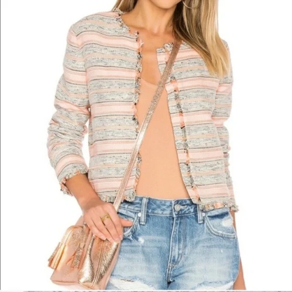 Lovers + Friends pink tweed stripe Royal blazer S